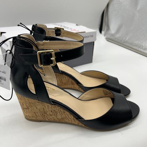Liz Claiborne Womens Octavia Wedge Sandals Black Size 7.5M - Picture 2 of 12
